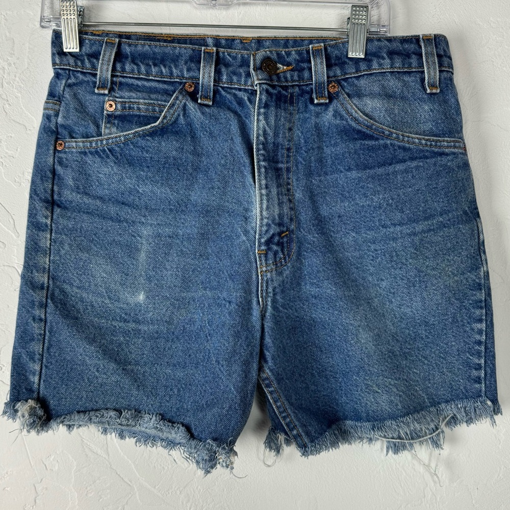 VTG Levis Shorts Denim Jean 517 Solid Dark Wash Blue USA Made 100% Cotton Zip Up